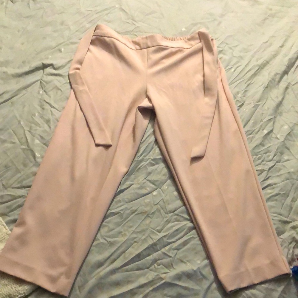 Size 12 women’s trousers. Elastic waistband with tie. Light pink